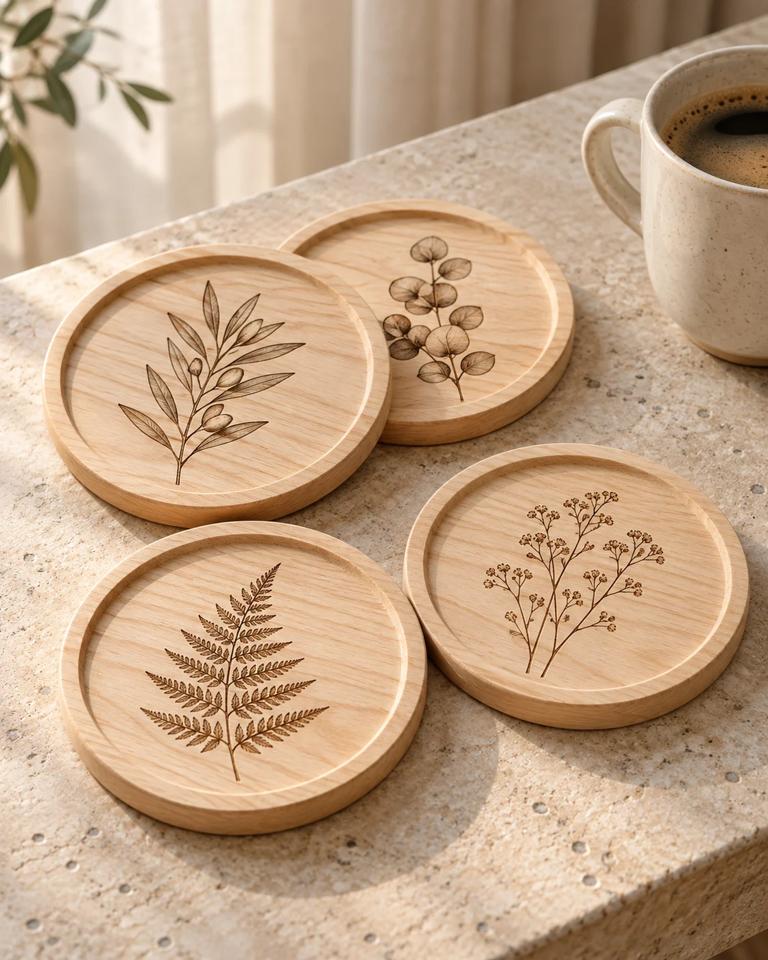 Botanical Coasters — concept mockup