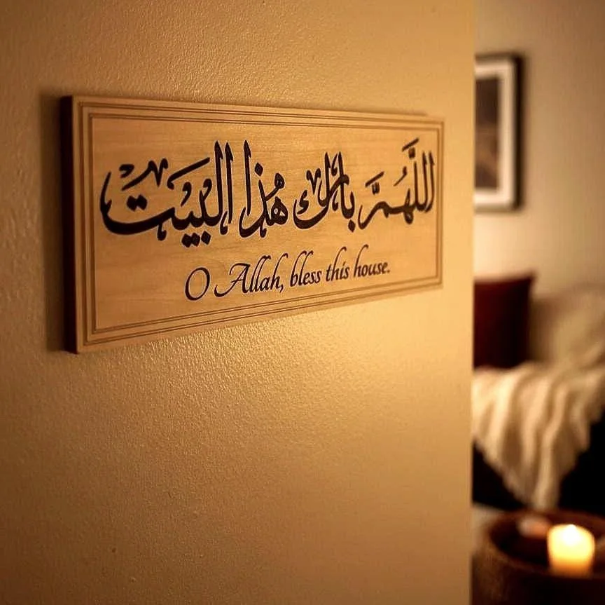 Meshkat wooden home blessing sign with decorative lettering